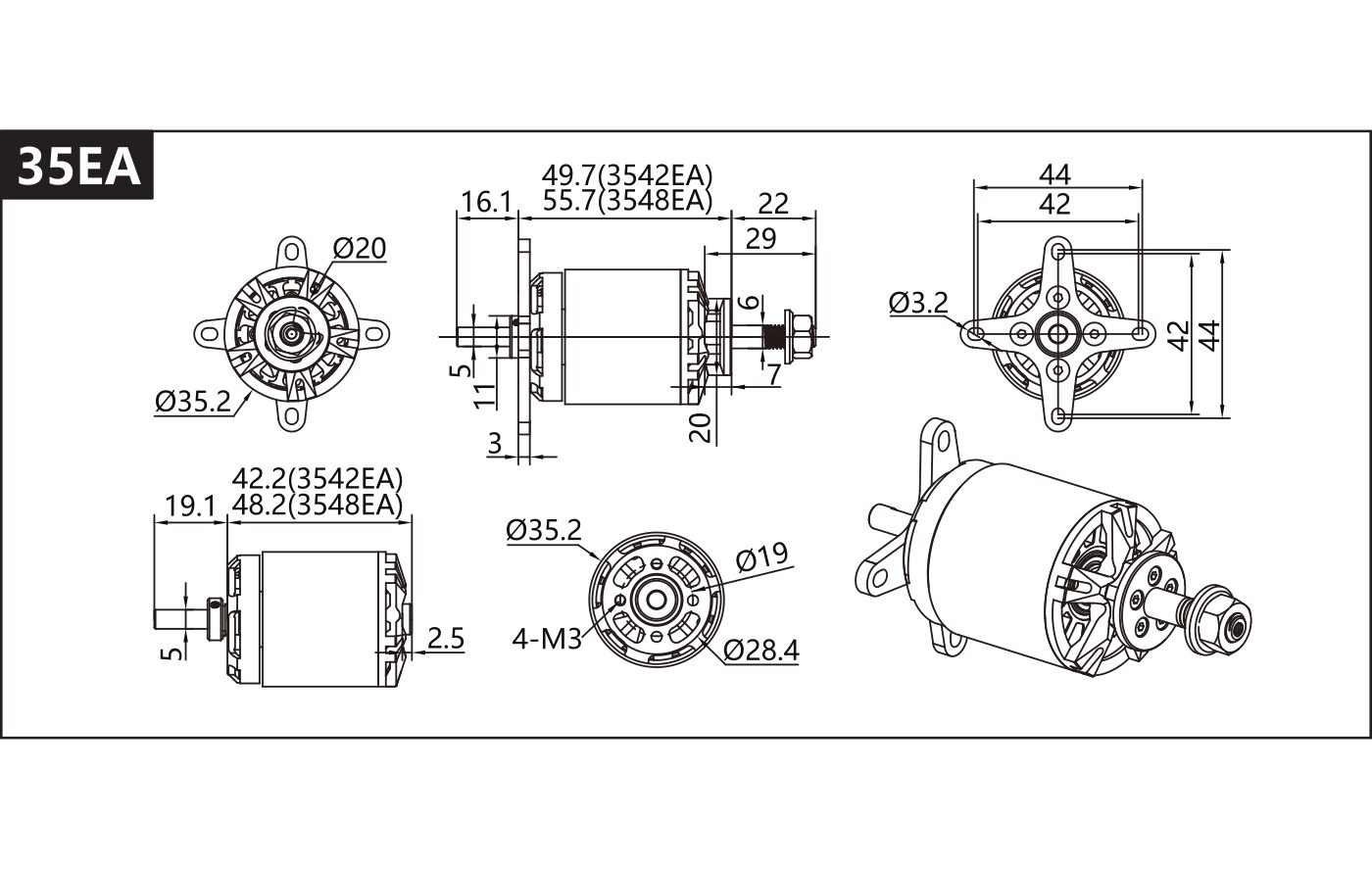 DUALSKY EA XM3542 540KV BL MOTOR