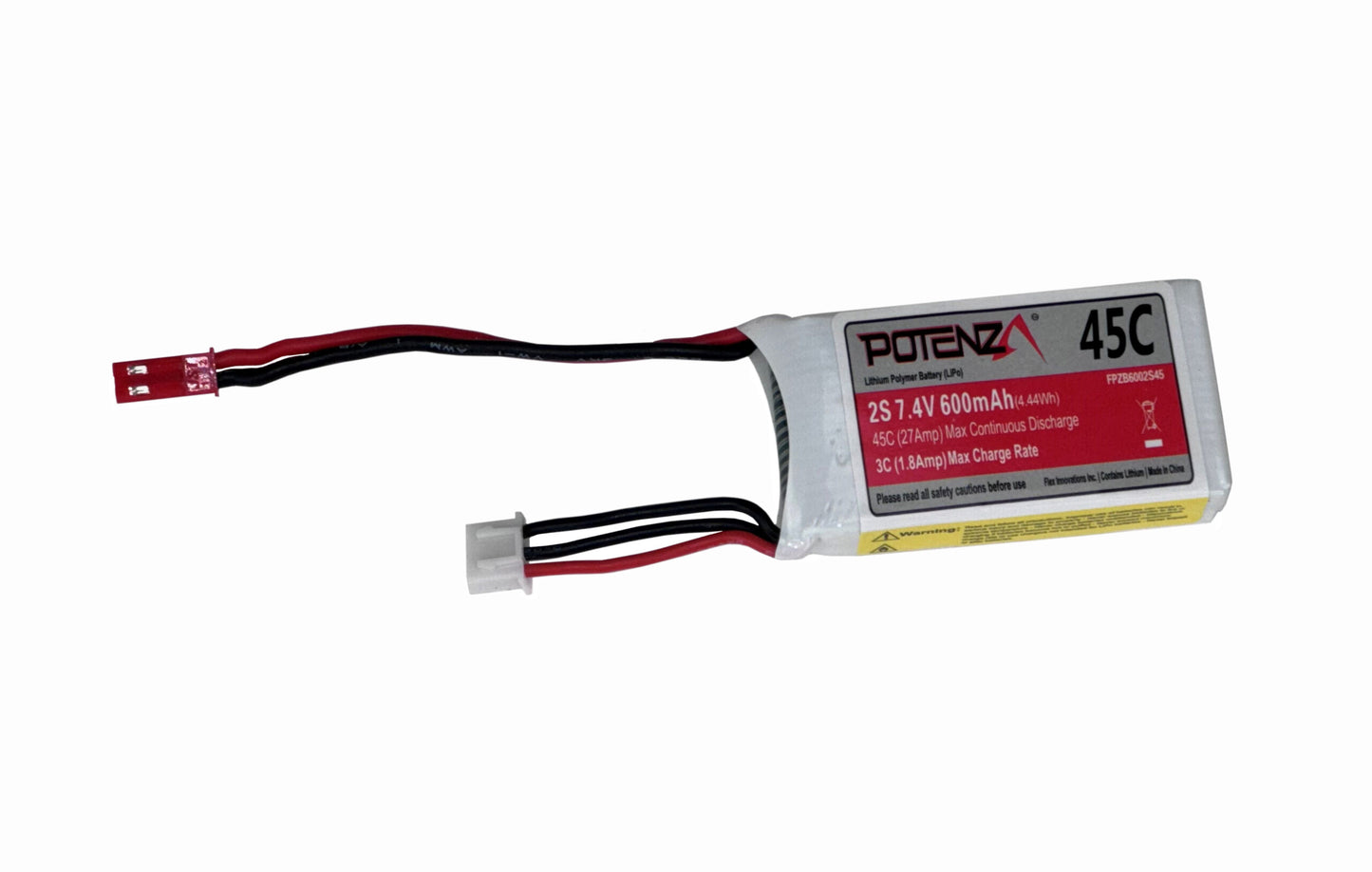 2S 600MAH 45C LIPO BATTERY (JST)