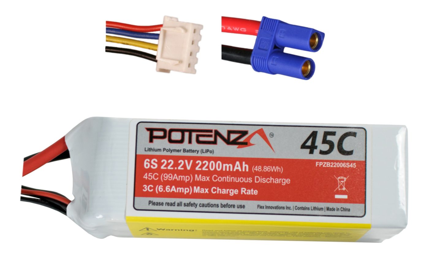6S 2200MAH 45C LIPO BATTERY