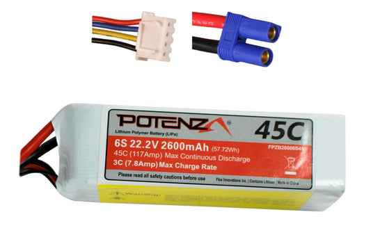 6S 2600MAH 45C LIPO BATTERY