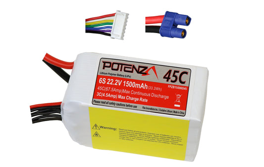 6S 1500MAH 45C LIPO BATTERY