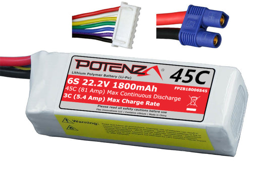 6S 1800MAH 45C LIPO BATTERY