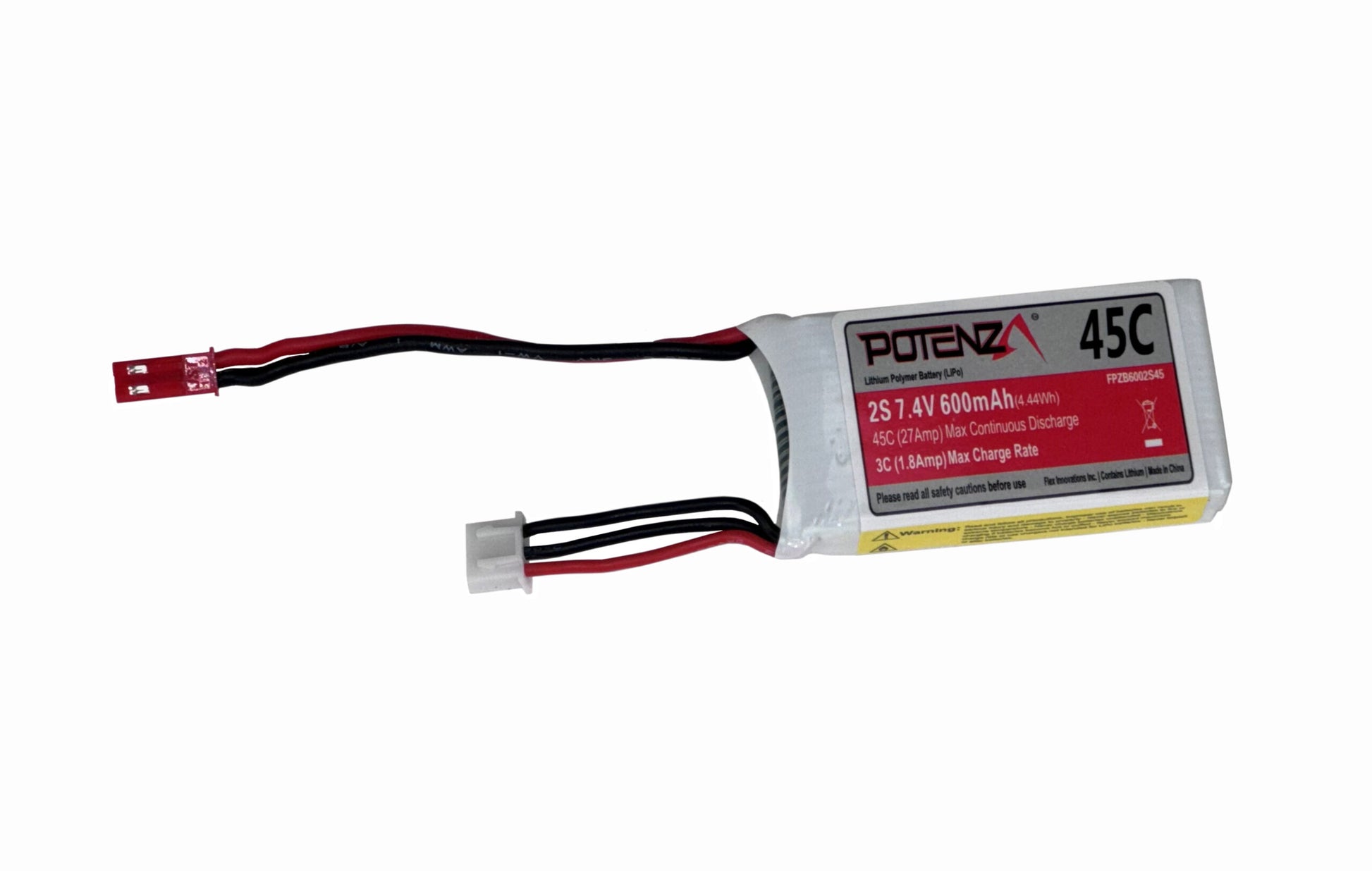 2S 600MAH 45C LIPO BATTERY (JST)