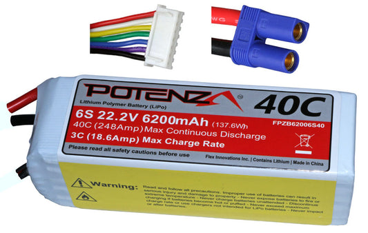 6S 6200MAH 40C LIPO BATTERY