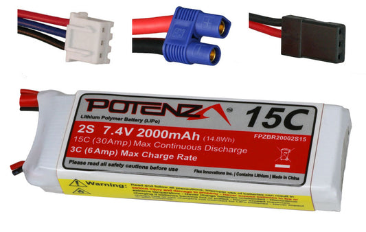 2S 2000MAH 15C LIPO RECEIVER PACK